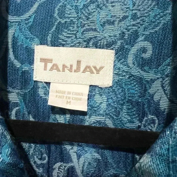 TANJAY BLUE FLORAL PRINT BLUE BLAZER JACKET SIZE MEDIUM - Picture 5 of 6